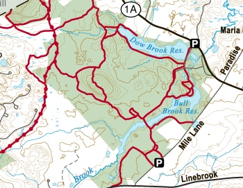 Dow and Bull Brook Reservoir trails, from the ECTA site